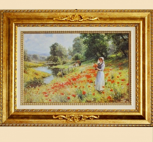 Картина 5000 B девушка в поле в золотой богатой раме купить в интернет магазине Spaziodecor 