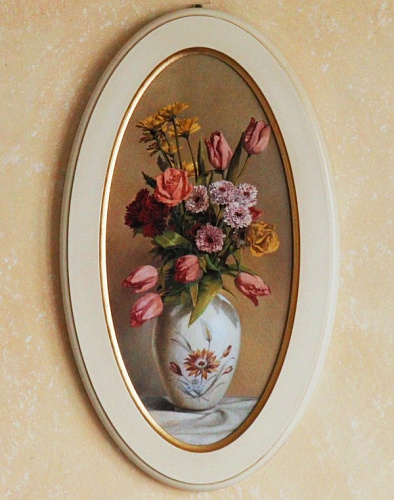 Картина 5316 B букет с цветами в белой овальной раме