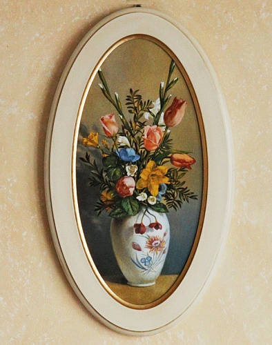 Картина 5316 A букет в вазе в белой овальной раме