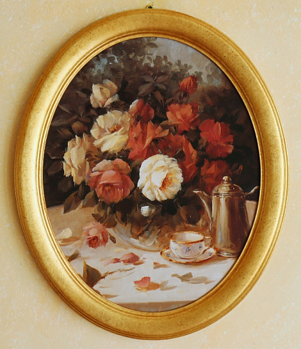 Картина 4979 B букет цветов в овальной золотой раме