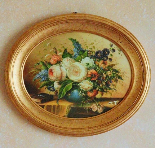 Картина 5404 A букет цветов в овальной золотой раме