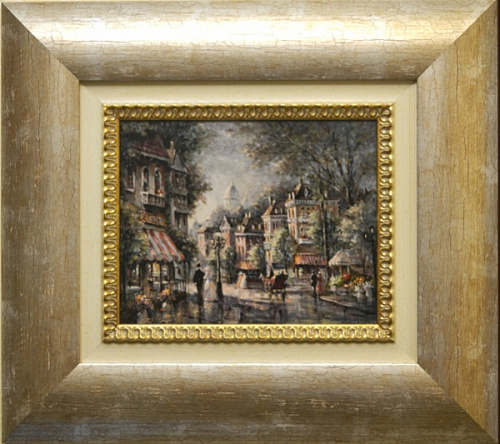 Картина 4674 A с городским пейзажем в серебряной раме