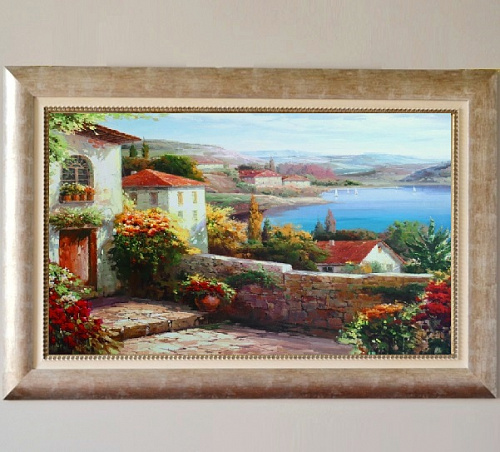 Картина 6058 B большой средиземноморский пейзаж для гостиной над диваном или спальни