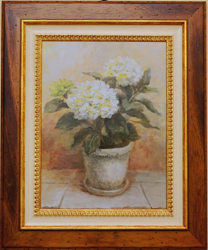 Картина 5756B букет цветов в горшке в раме орех купить в интернет магазине Спациодекор