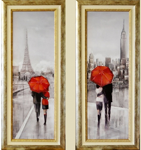 Комплект картин 5737 влюбленные под красным зонтом в Париже
