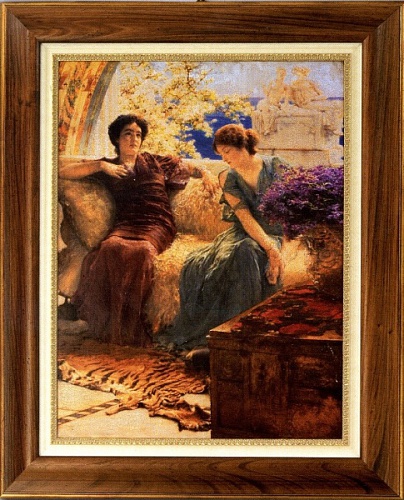 Картина 4515 вертикальная картина в раме цвета орех с изображением девушек