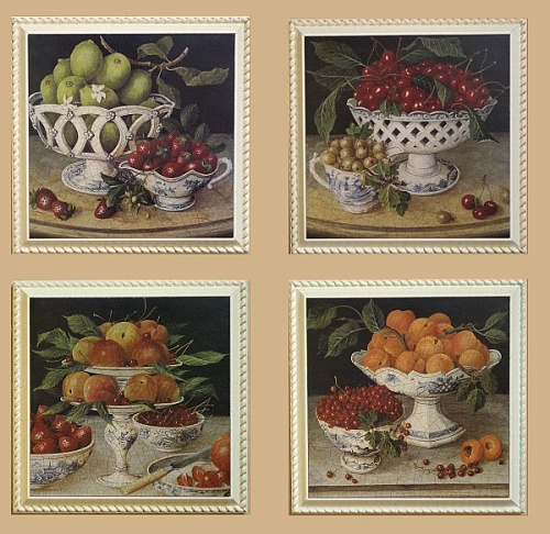 Комплект картин 5491 натюрморт с фруктами в белой корзине