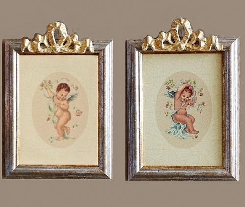 Комплект картин 5981 с ангелочками в серебряной раме