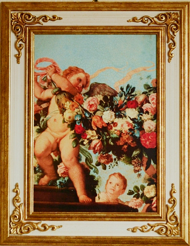 Картина 5361 A с изображением ангелочков в белой раме