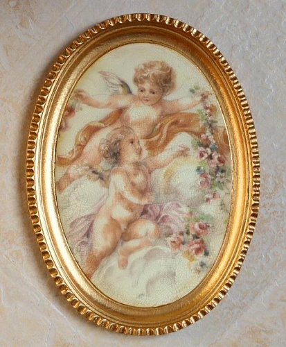 Картина 4996А миниатюры с ангелочками в золотой раме