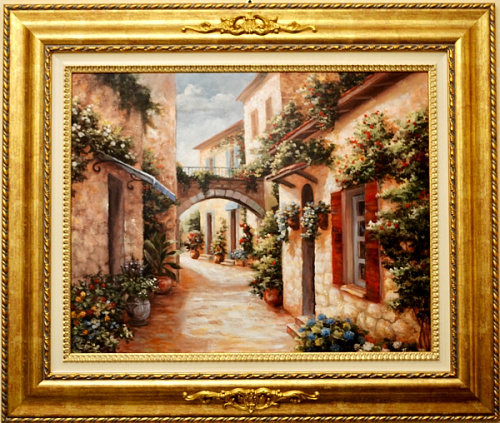 Картина 5017A oro итальянский городской пейзаж в золотой богатой раме