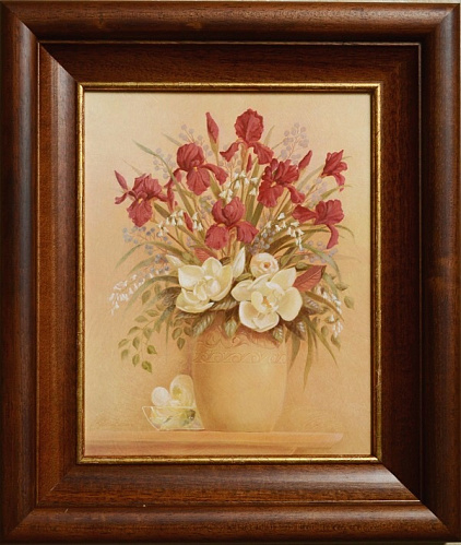 Картина 4216A с цветами в раме орех