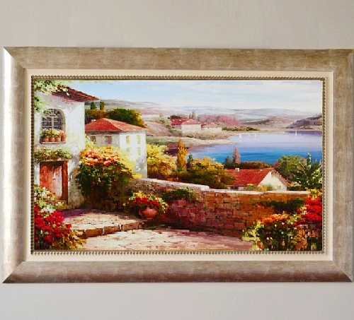 Картина 6058 B большой средиземноморский пейзаж для гостиной над диваном или спальни