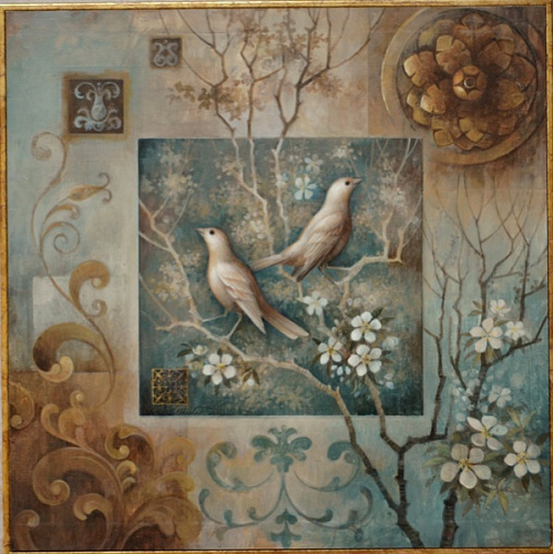 Картина 4426 A коллаж с птицами в стиле Прованс