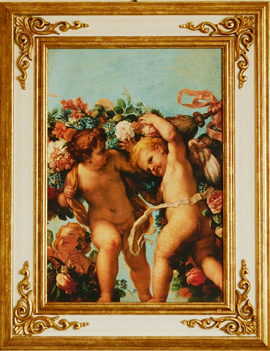 Картина 5361 B с изображением ангелочков в белой раме