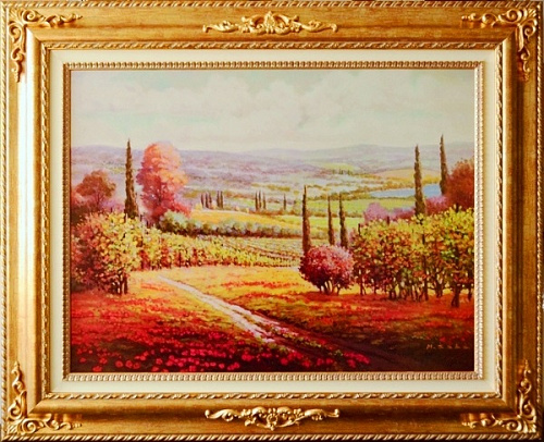 Картина 4867 O итальянский пейзаж в золотой раме для гостиной