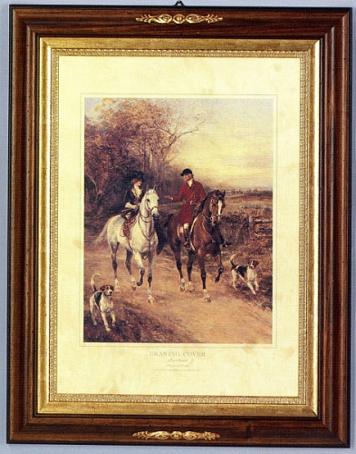 Картина 4793A с охотой в деревянной раме под стеклом