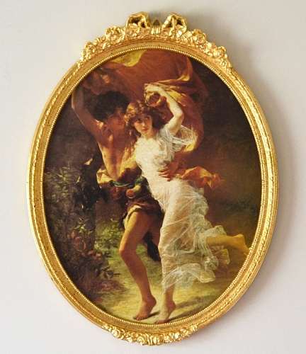 Картина  5322 B овальная картина в золотой раме Огюст Кот "Буря" купить в интернет магазине Спациодекор