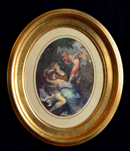 Картина 2707 A овальная картина в золотой раме пасторальная сцена