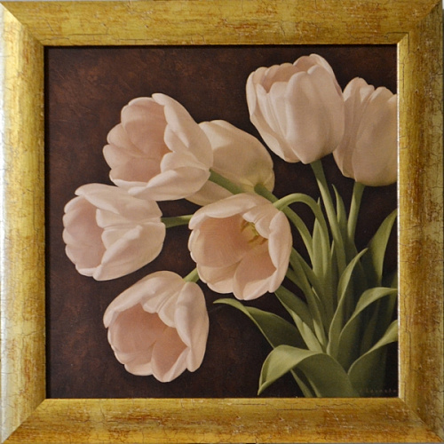 Картина 4641B с белыми тюльпанами купить в интернет магазине Спациодекор