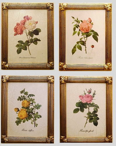 Комплект картин 5521 oro изображения с цветами в золотой раме для прихожей, кухни или спальни