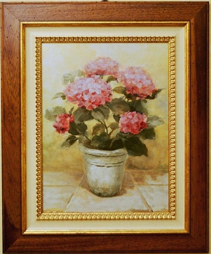 Картина 5756A букет цветов в горшке в раме орех купить в интернет магазине Спациодекор