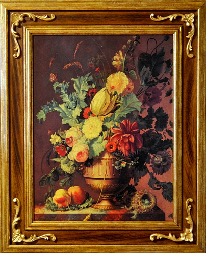 Картина  5470 B большой натюрморт в деревянной раме цвета орех