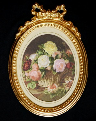 Картина 5152B миниатюра с цветами в золотой раме
