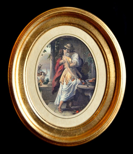Картина  2707 B овальная картина в золотой раме пасторальная сцена